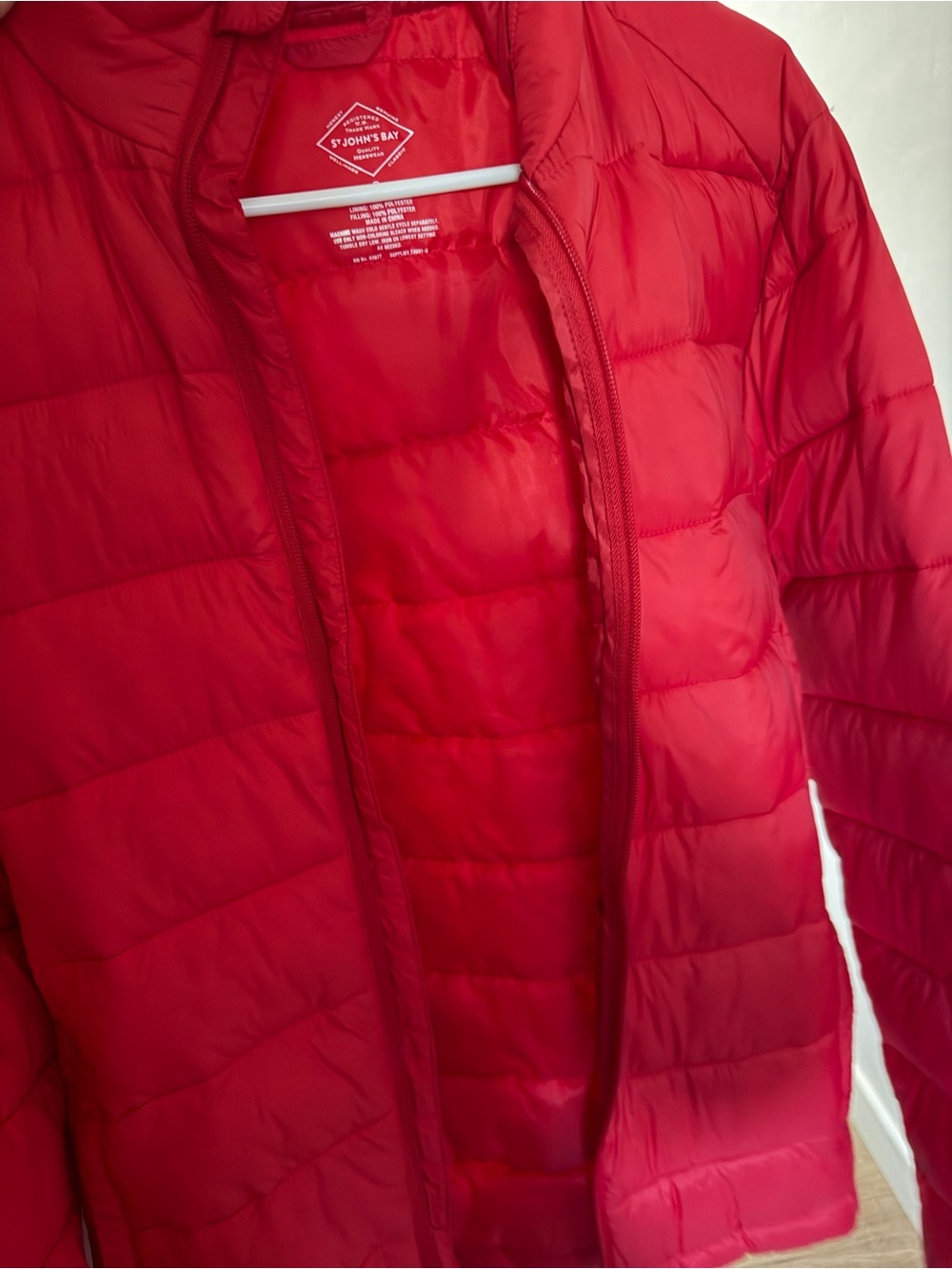 St. John's Bay Red Quilted Lightweight Puffer Jacket